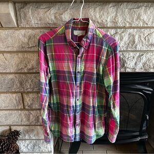 21men American Brand Plaid Men’s Shirt Pink Yellow Blue Medium
